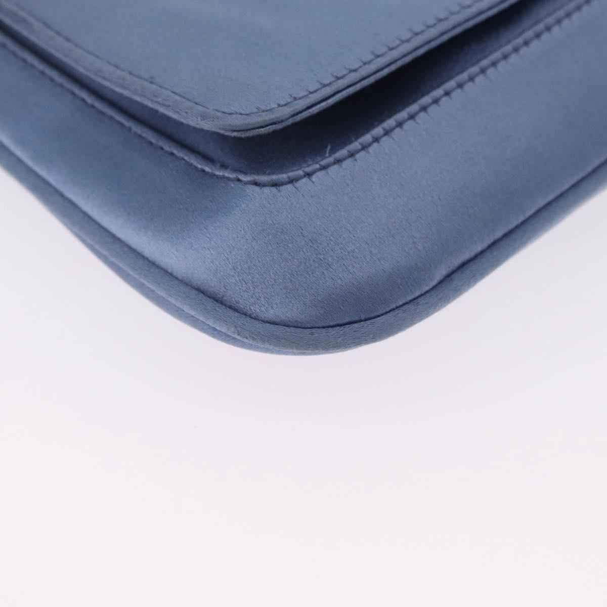 GUCCI Chain Shoulder Bag Satin Blue Auth 200336V