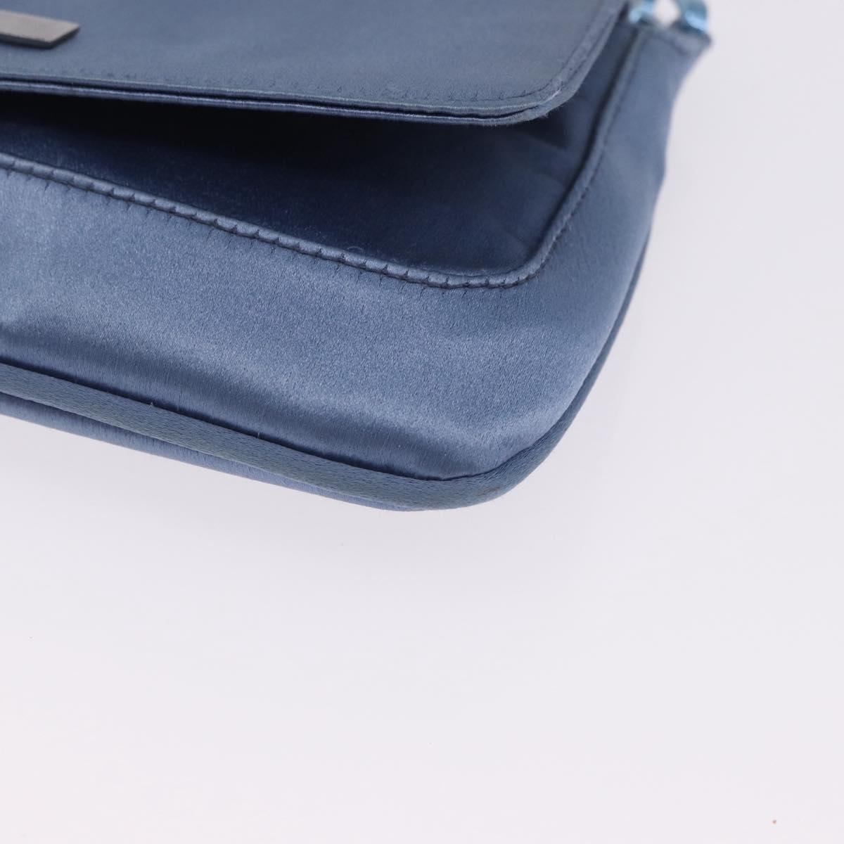 GUCCI Chain Shoulder Bag Satin Blue Auth 200336V