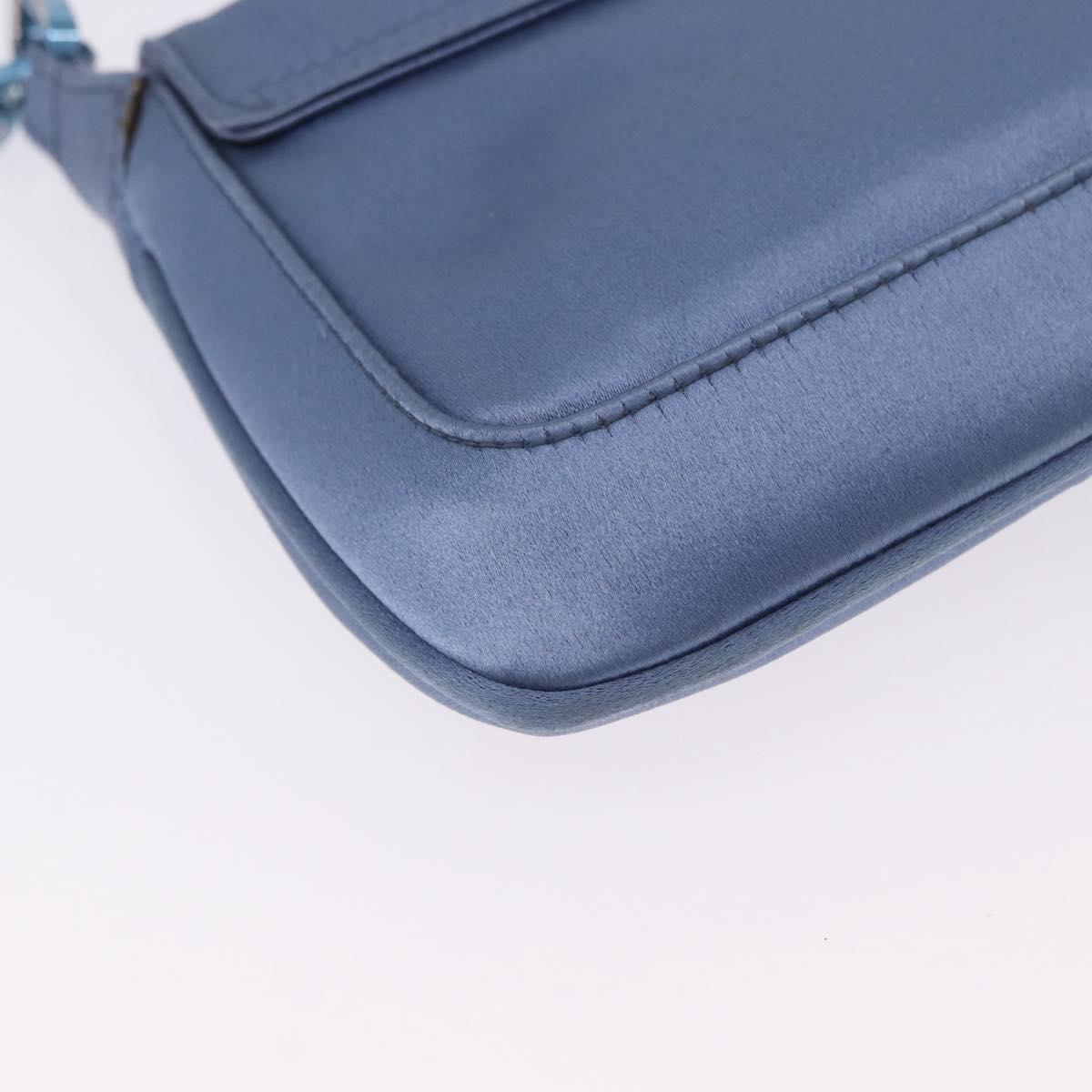GUCCI Chain Shoulder Bag Satin Blue Auth 200336V