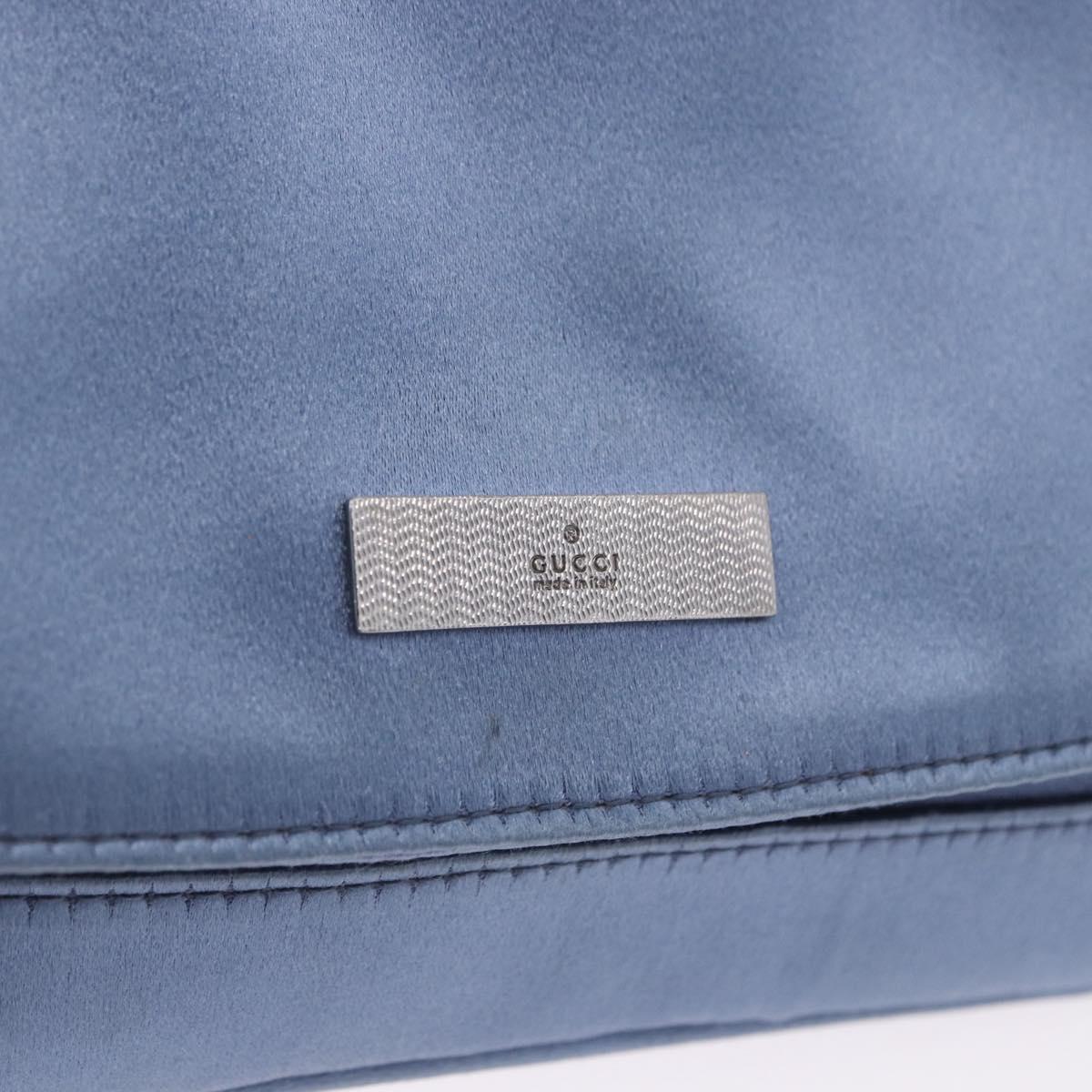 GUCCI Chain Shoulder Bag Satin Blue Auth 200336V