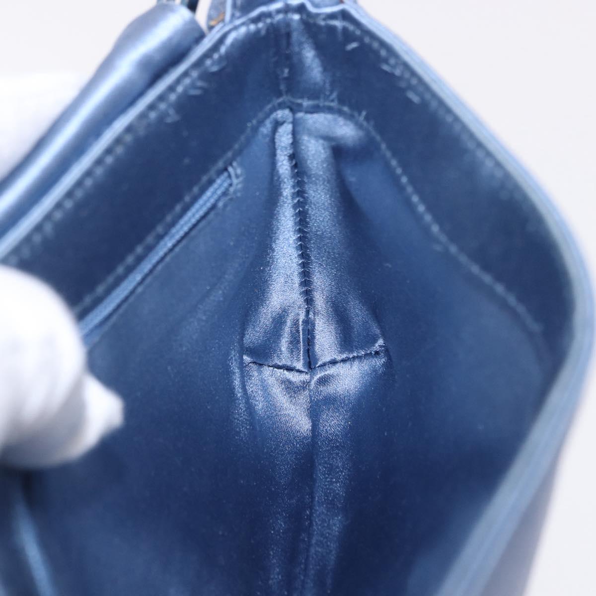 GUCCI Chain Shoulder Bag Satin Blue Auth 200336V