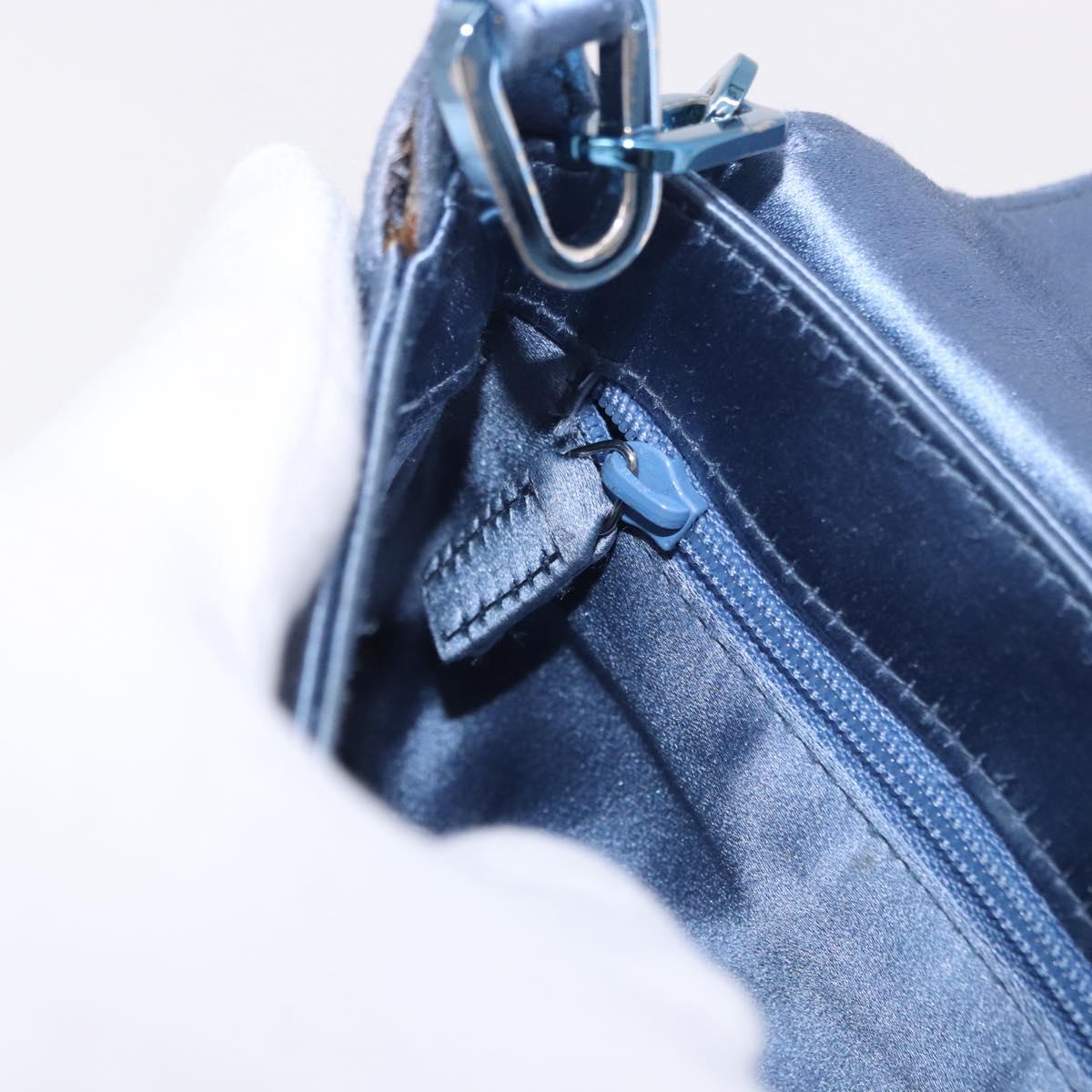 GUCCI Chain Shoulder Bag Satin Blue Auth 200336V
