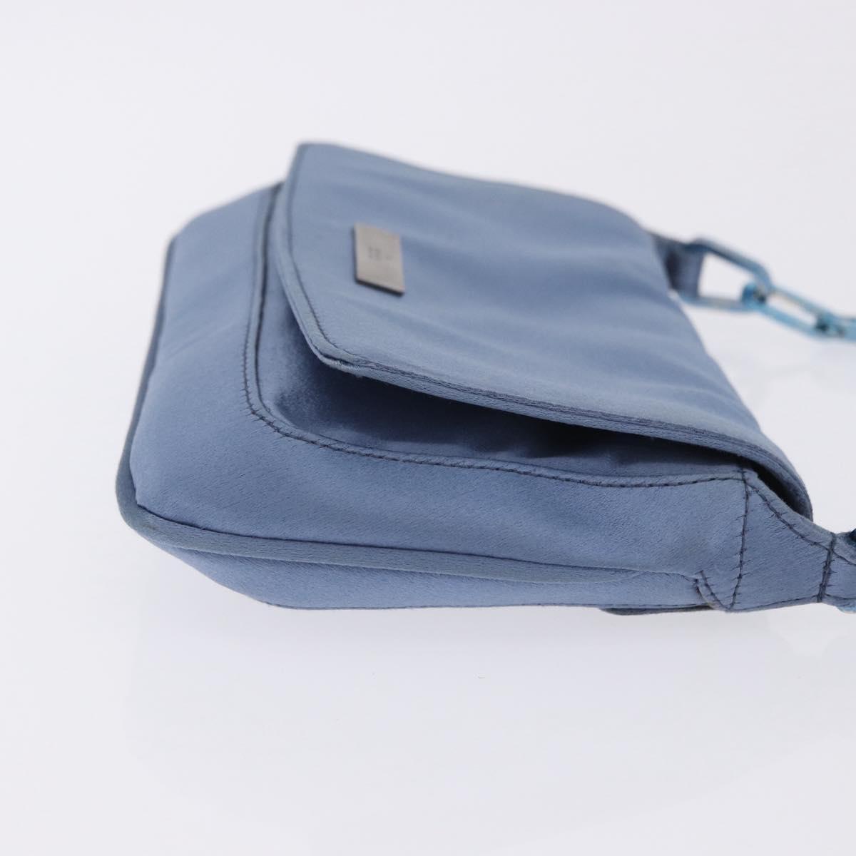 GUCCI Chain Shoulder Bag Satin Blue Auth 200336V