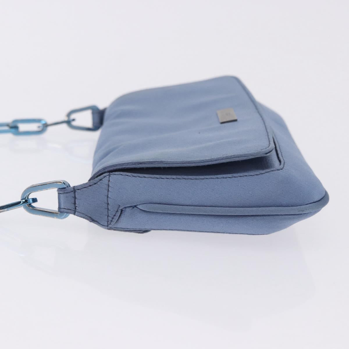 GUCCI Chain Shoulder Bag Satin Blue Auth 200336V