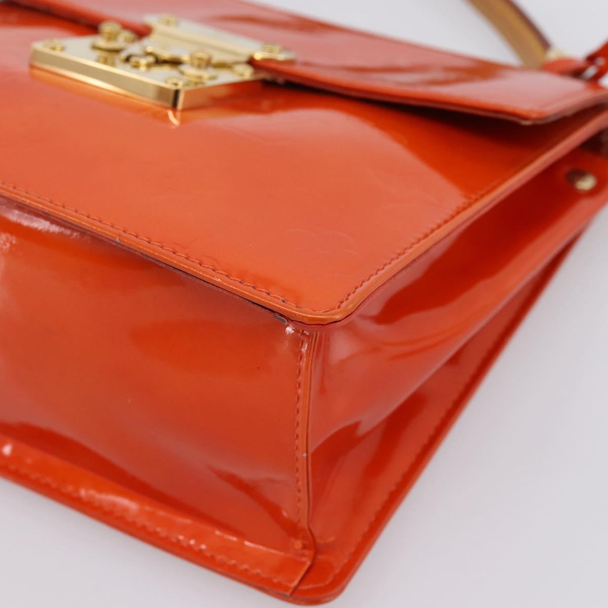LOUIS VUITTON Monogram Vernis Spring Street Hand Bag Orange M91025 Auth 200337