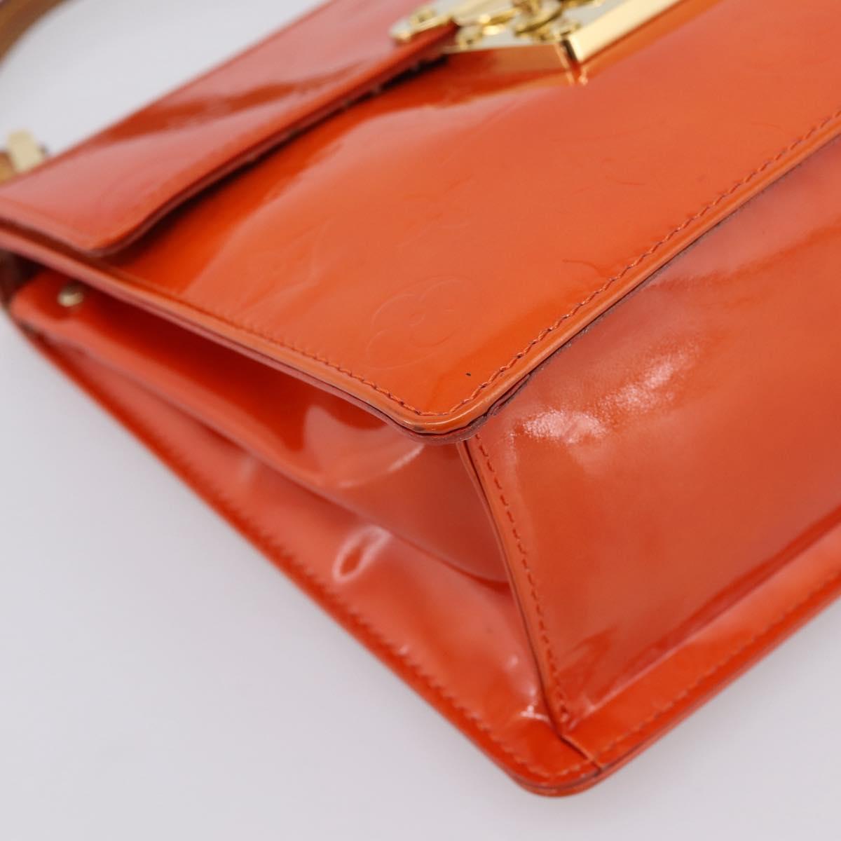 LOUIS VUITTON Monogram Vernis Spring Street Hand Bag Orange M91025 Auth 200337