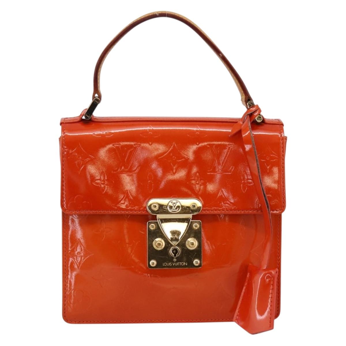 LOUIS VUITTON Monogram Vernis Spring Street Hand Bag Orange M91025 Auth 200337