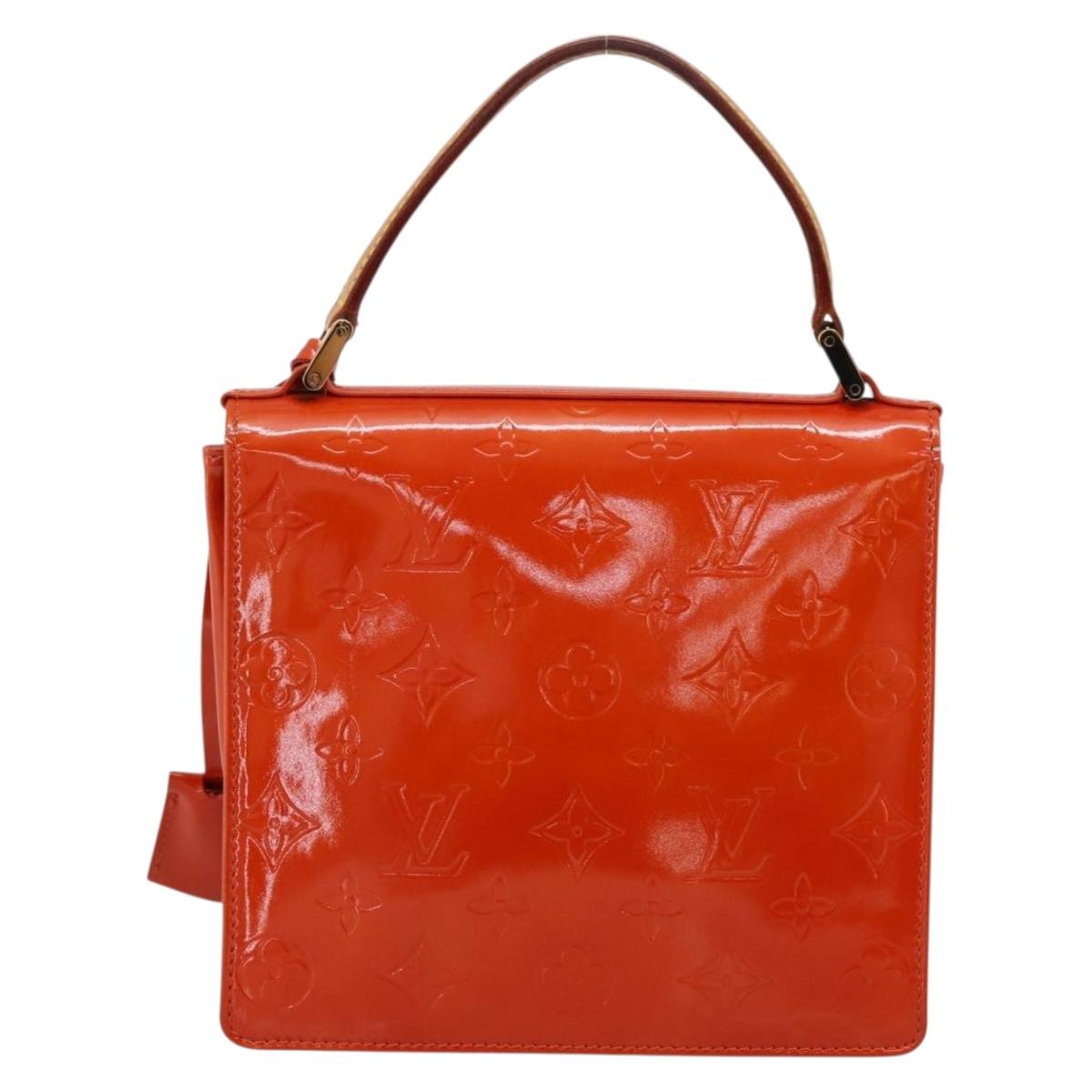 LOUIS VUITTON Monogram Vernis Spring Street Hand Bag Orange M91025 Auth 200337