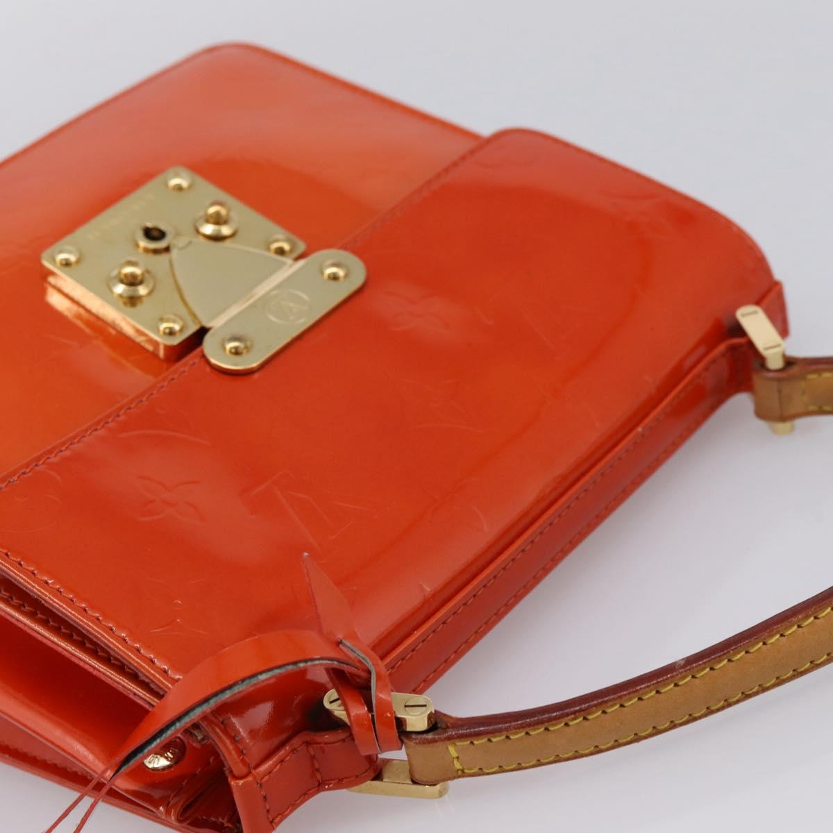 LOUIS VUITTON Monogram Vernis Spring Street Hand Bag Orange M91025 Auth 200337