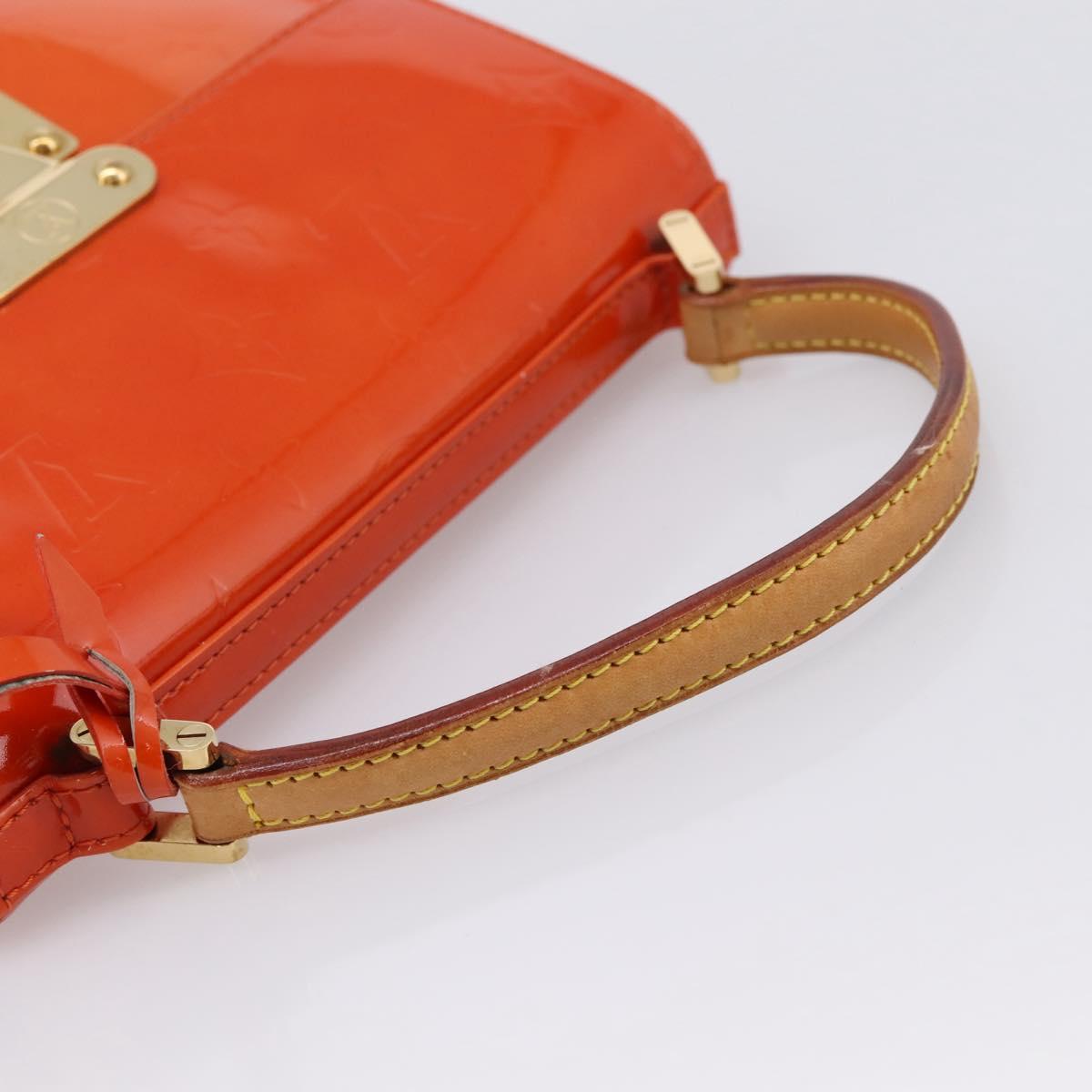 LOUIS VUITTON Monogram Vernis Spring Street Hand Bag Orange M91025 Auth 200337
