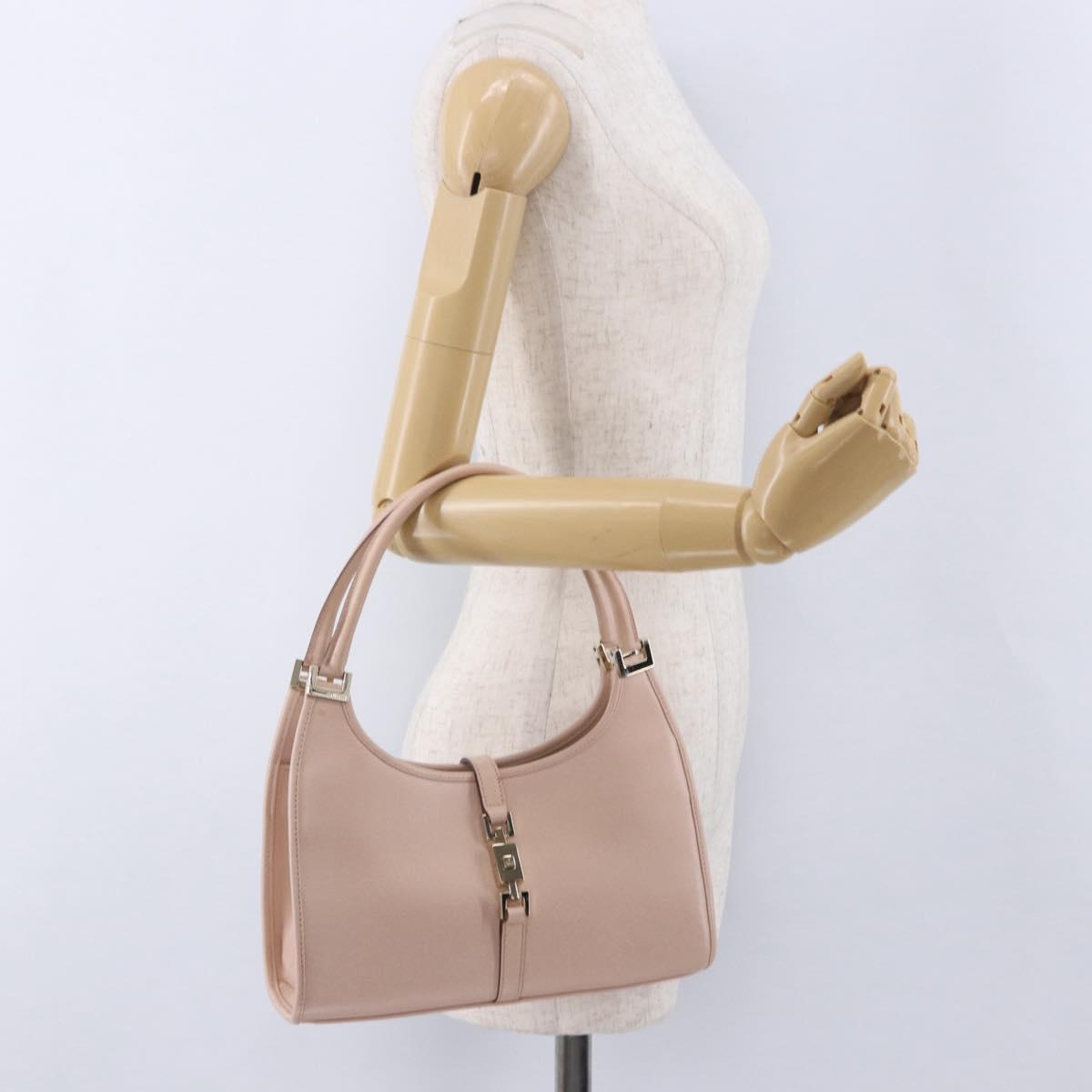 GUCCI Jackie Hand Bag Leather Pink Gold 002 1068 2404 Auth 200338V