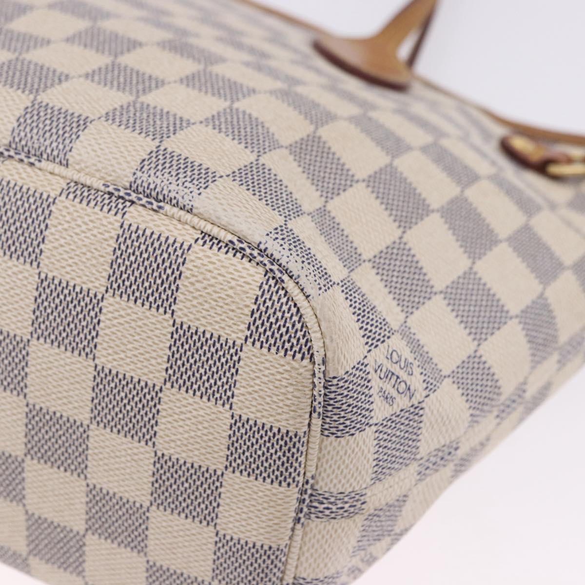 LOUIS VUITTON Damier Azur Neverfull PM Tote Bag N41362 LV Auth 200339