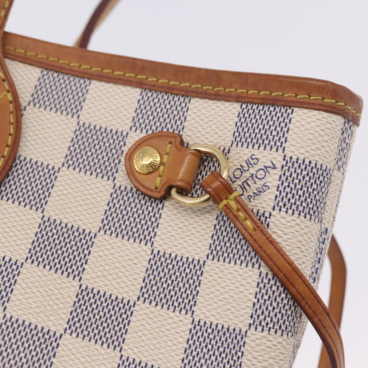 LOUIS VUITTON Damier Azur Neverfull PM Tote Bag N41362 LV Auth 200339