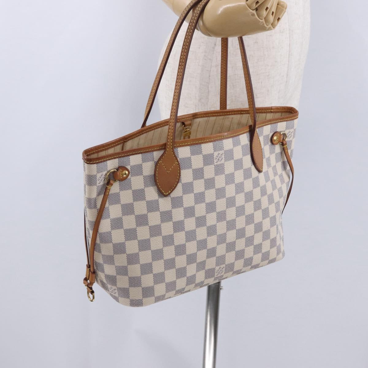LOUIS VUITTON Damier Azur Neverfull PM Tote Bag N41362 LV Auth 200339