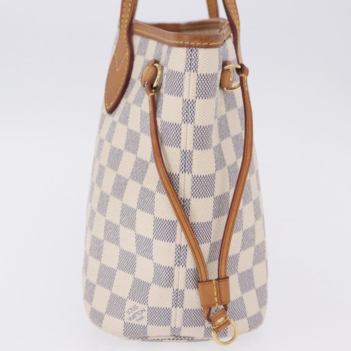 LOUIS VUITTON Damier Azur Neverfull PM Tote Bag N41362 LV Auth 200339