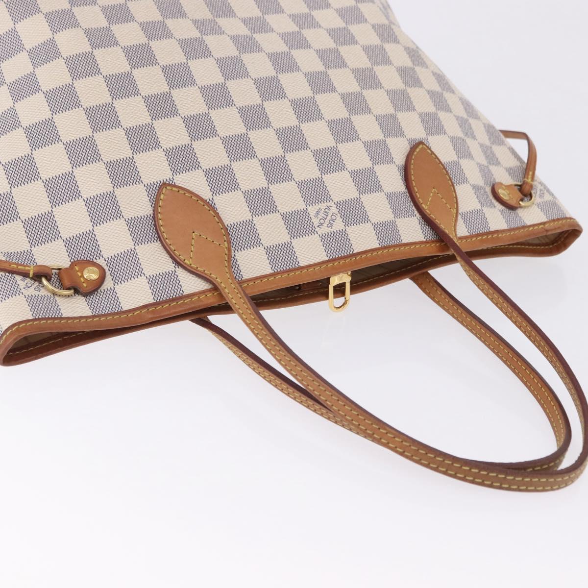 LOUIS VUITTON Damier Azur Neverfull PM Tote Bag N41362 LV Auth 200339