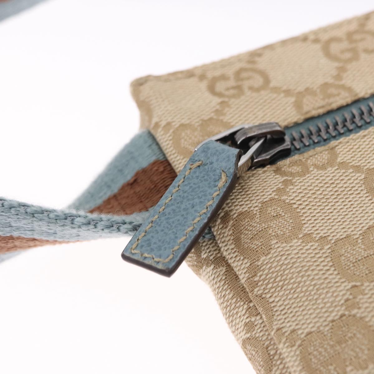GUCCI GG Canvas Sherry Line Waist Bag Outlet Beige Silver 162962 Auth 200345A