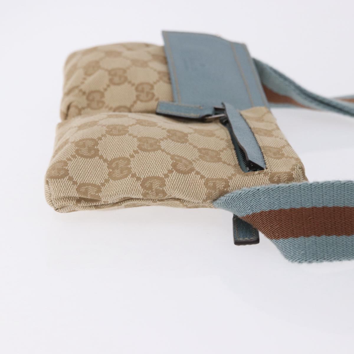 GUCCI GG Canvas Sherry Line Waist Bag Outlet Beige Silver 162962 Auth 200345A