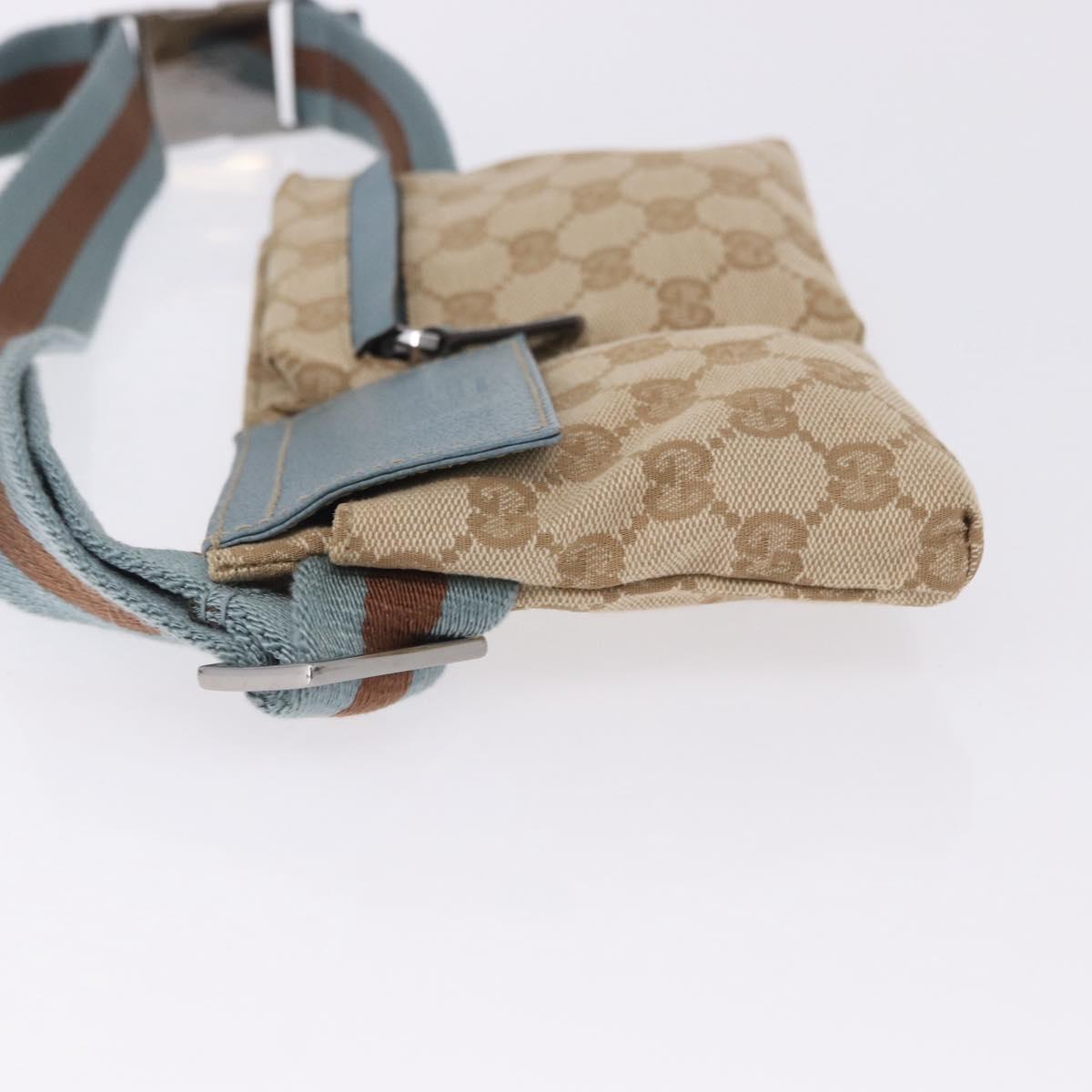 GUCCI GG Canvas Sherry Line Waist Bag Outlet Beige Silver 162962 Auth 200345A