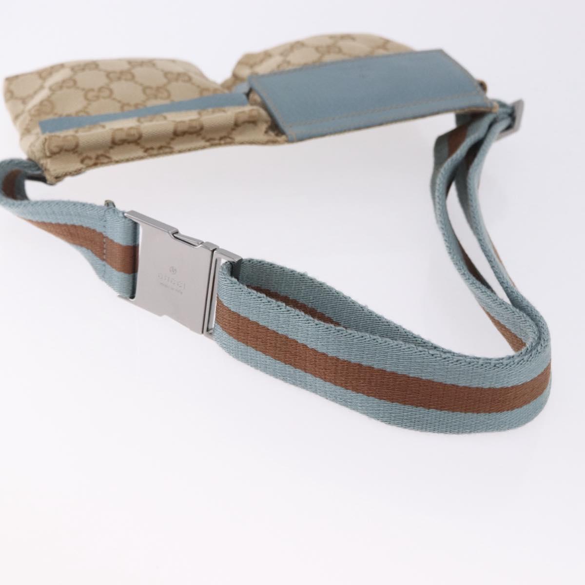 GUCCI GG Canvas Sherry Line Waist Bag Outlet Beige Silver 162962 Auth 200345A