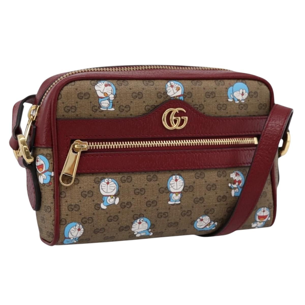 GUCCI Micro GG Doraemon Shoulder Bag PVC Leather Beige 647784 Auth 200346M