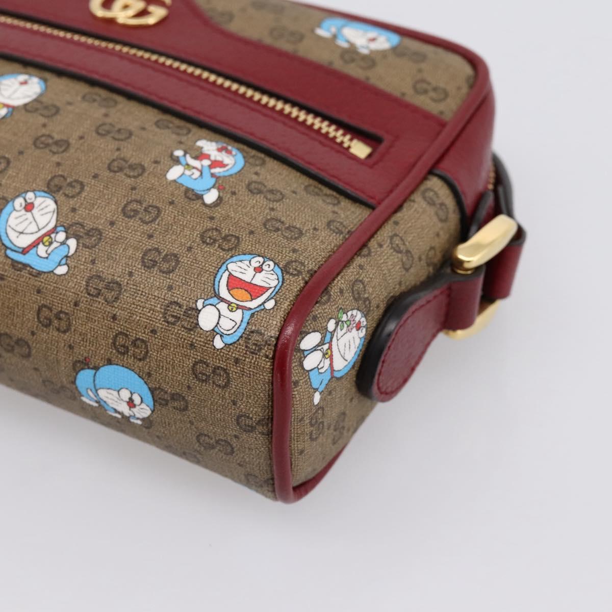GUCCI Micro GG Doraemon Shoulder Bag PVC Leather Beige 647784 Auth 200346M