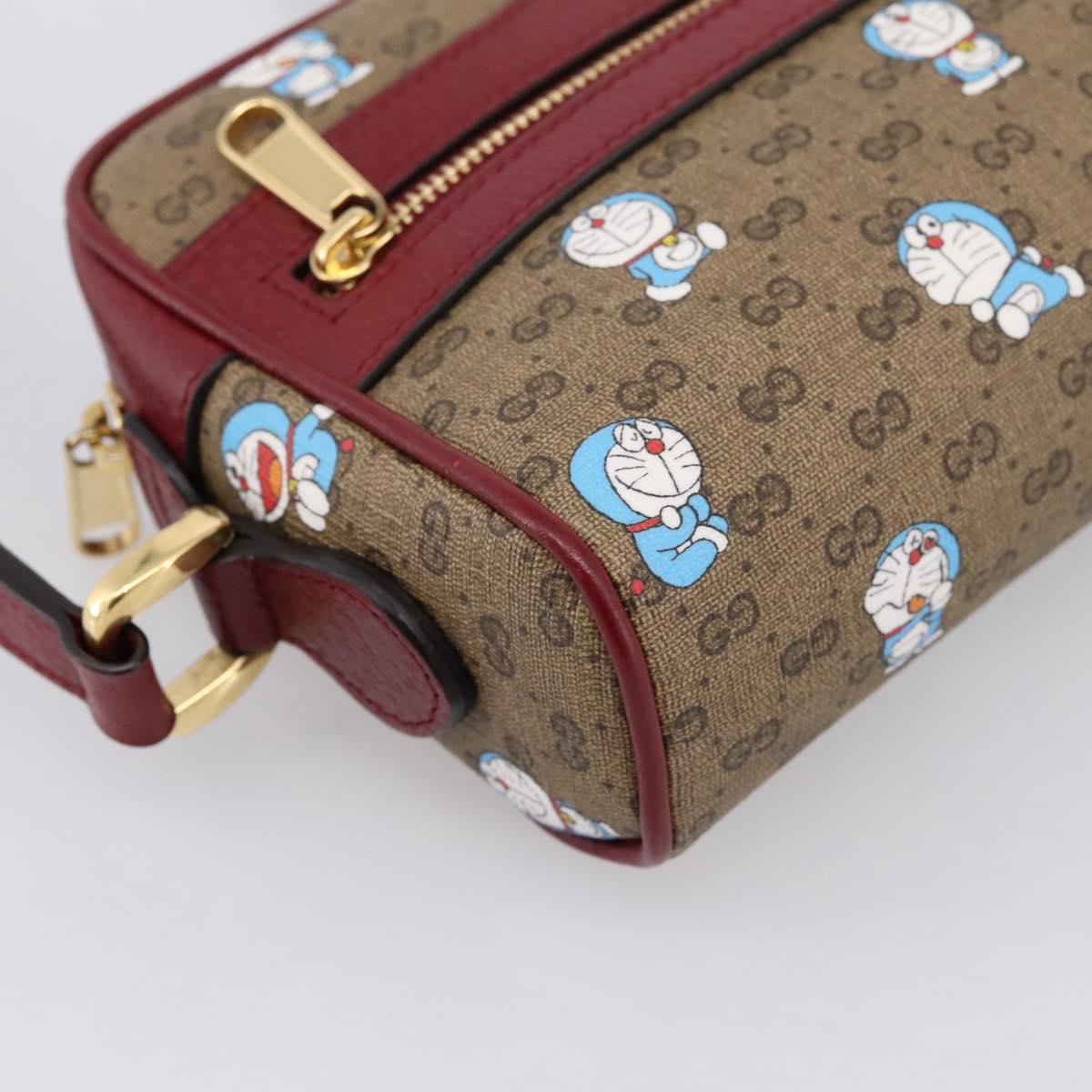 GUCCI Micro GG Doraemon Shoulder Bag PVC Leather Beige 647784 Auth 200346M