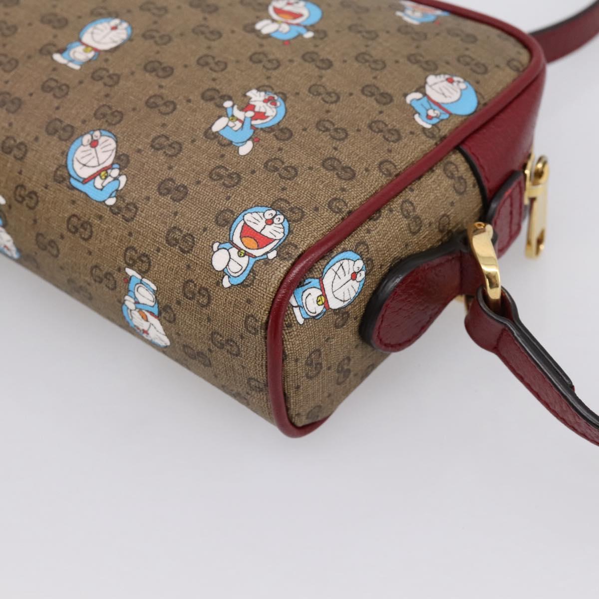 GUCCI Micro GG Doraemon Shoulder Bag PVC Leather Beige 647784 Auth 200346M