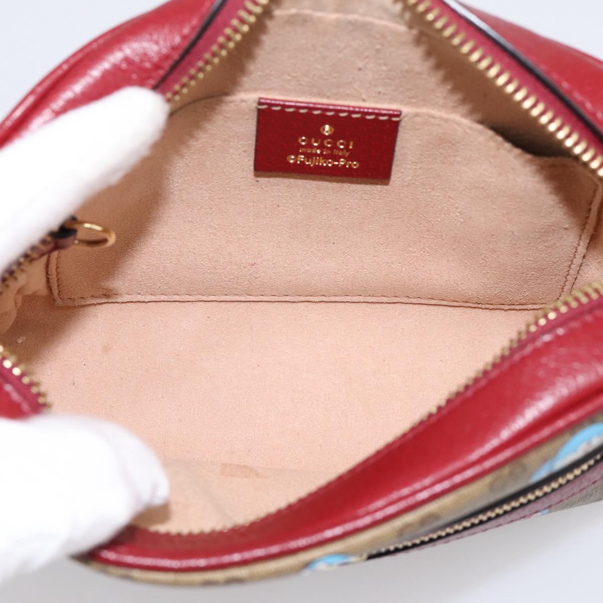 GUCCI Micro GG Doraemon Shoulder Bag PVC Leather Beige 647784 Auth 200346M