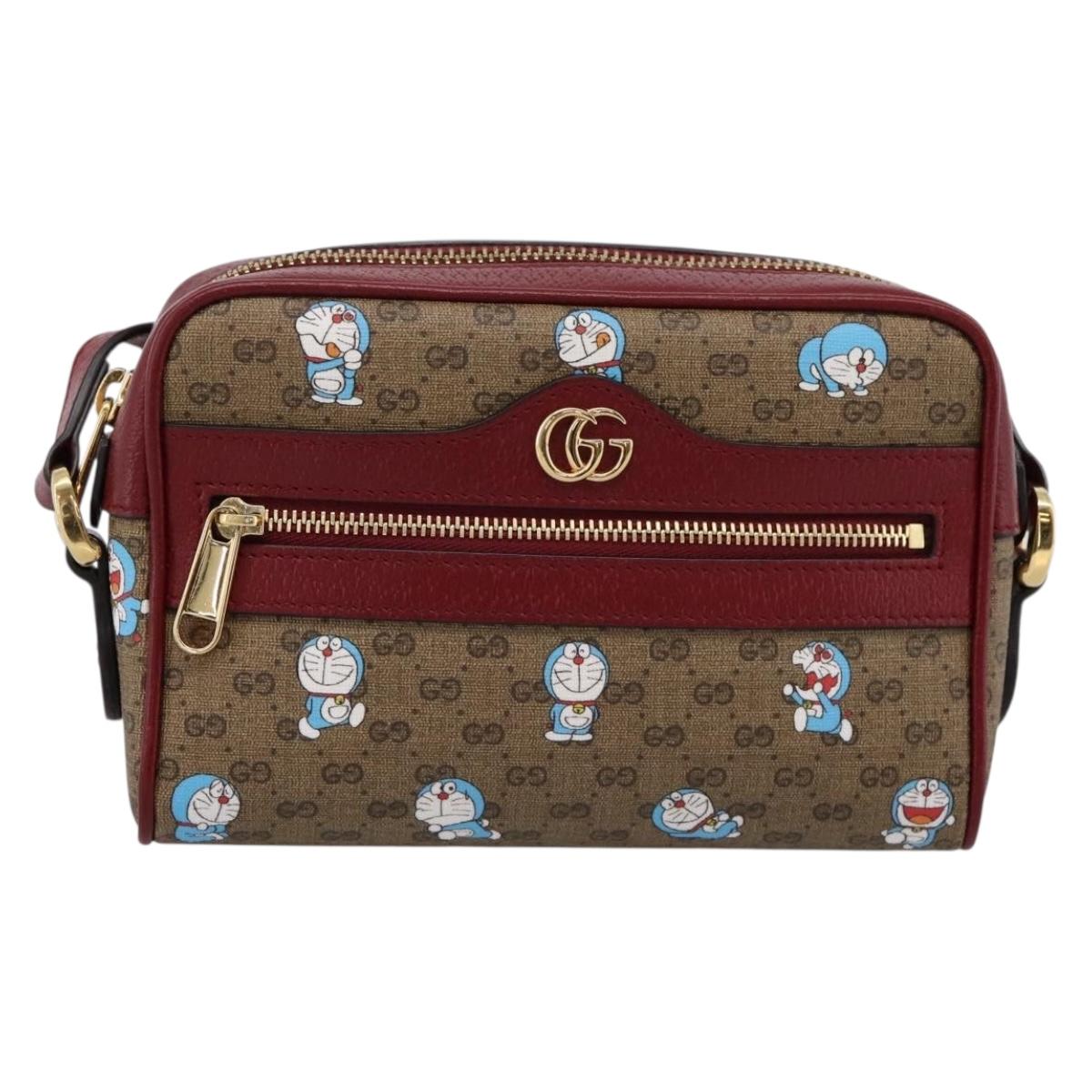 GUCCI Micro GG Doraemon Shoulder Bag PVC Leather Beige 647784 Auth 200346M