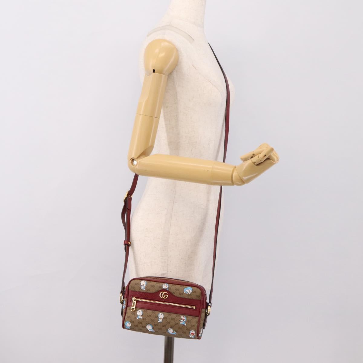 GUCCI Micro GG Doraemon Shoulder Bag PVC Leather Beige 647784 Auth 200346M