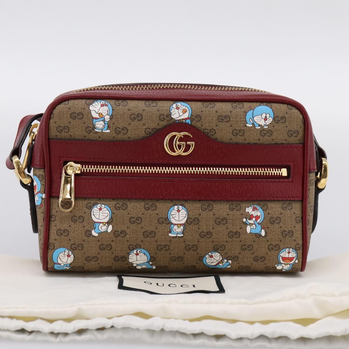 GUCCI Micro GG Doraemon Shoulder Bag PVC Leather Beige 647784 Auth 200346M