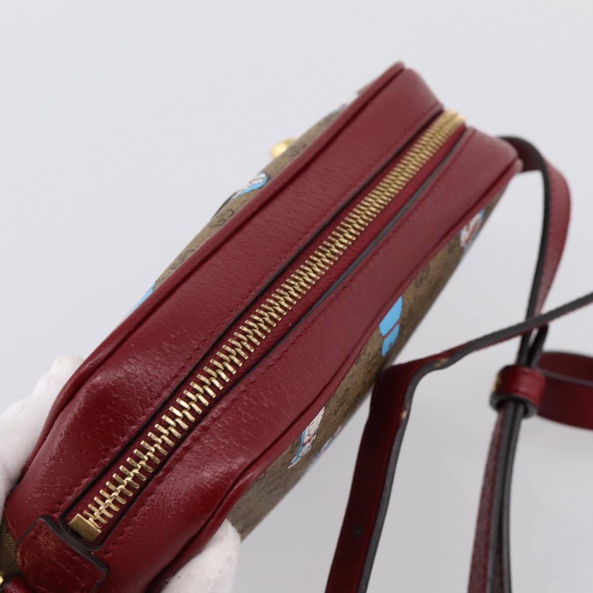 GUCCI Micro GG Doraemon Shoulder Bag PVC Leather Beige 647784 Auth 200346M