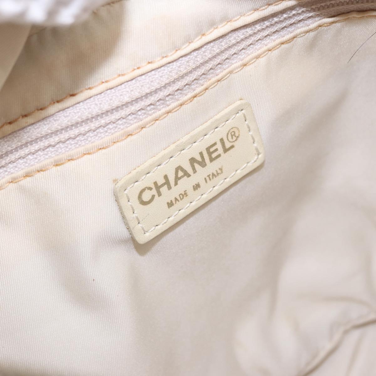 CHANEL New Travel Line Hand Bag Canvas Beige Gold Tone CC Auth 200347A
