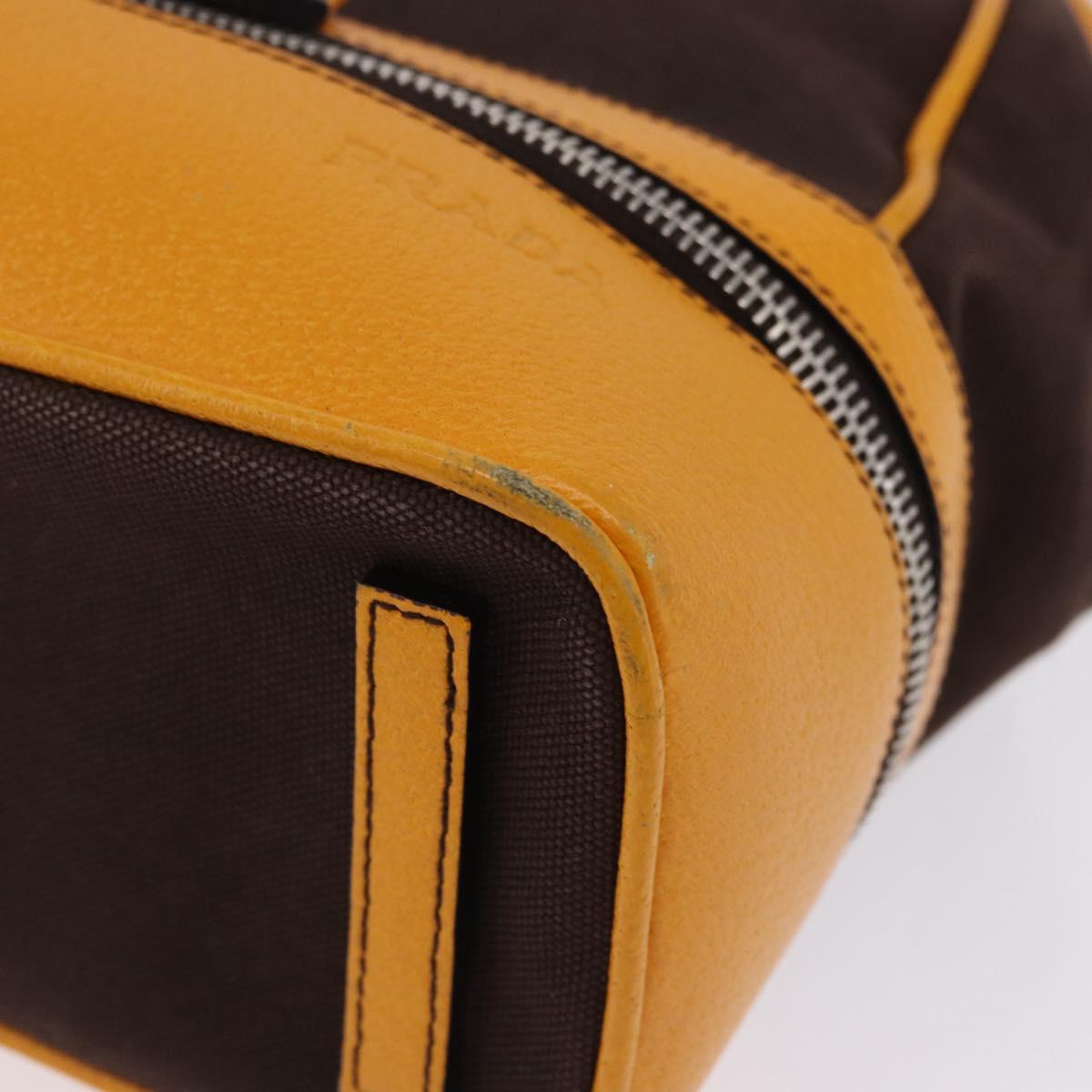 PRADA Hand Bag Leather Brown Yellow Auth 200351A