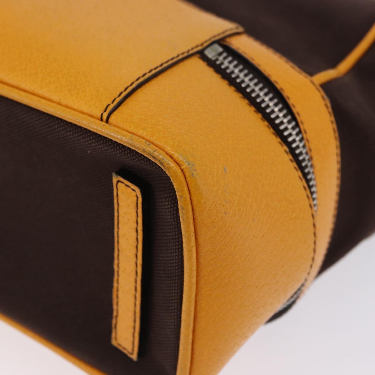 PRADA Hand Bag Leather Brown Yellow Auth 200351A