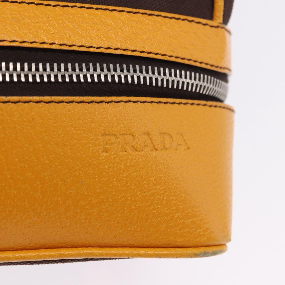 PRADA Hand Bag Leather Brown Yellow Auth 200351A