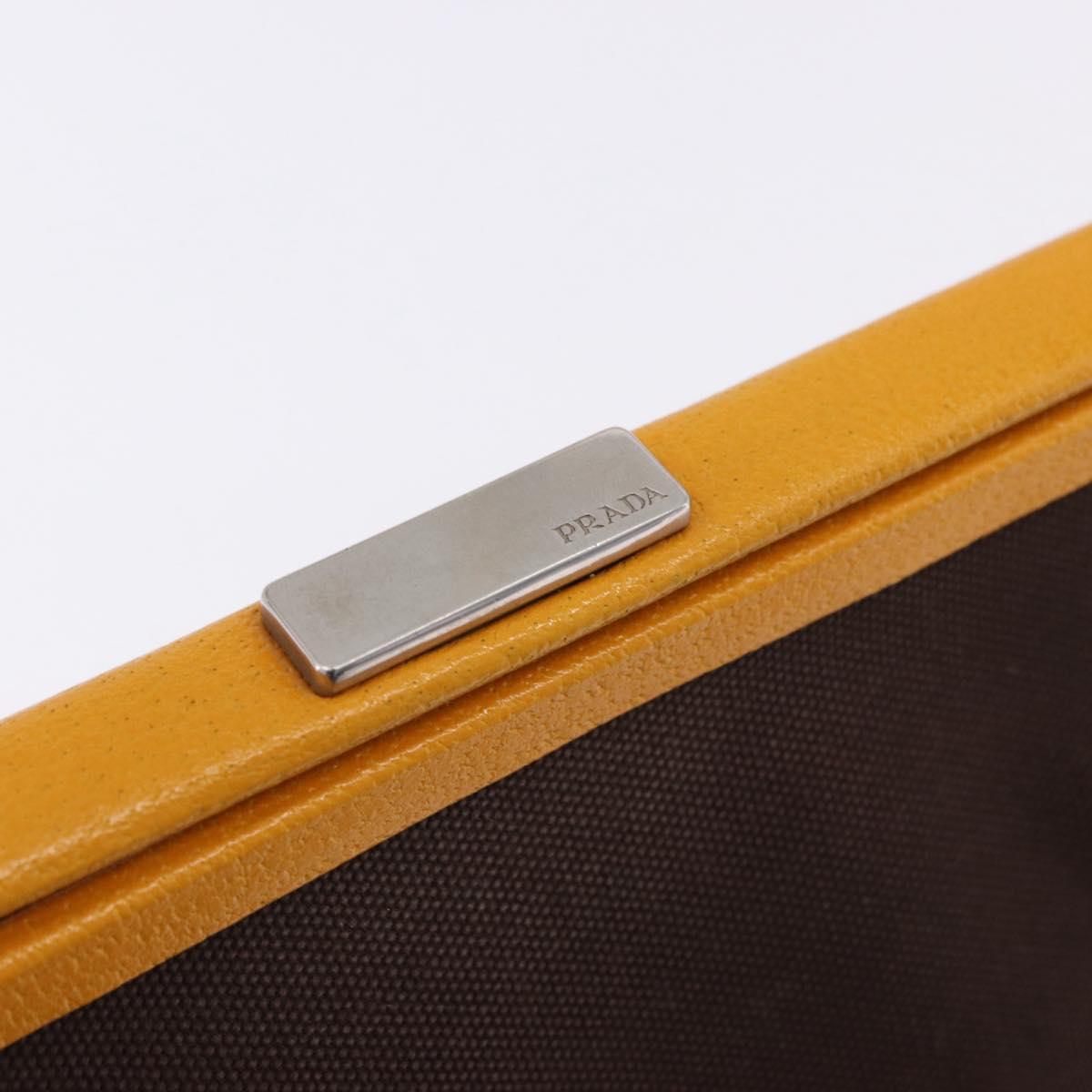 PRADA Hand Bag Leather Brown Yellow Auth 200351A