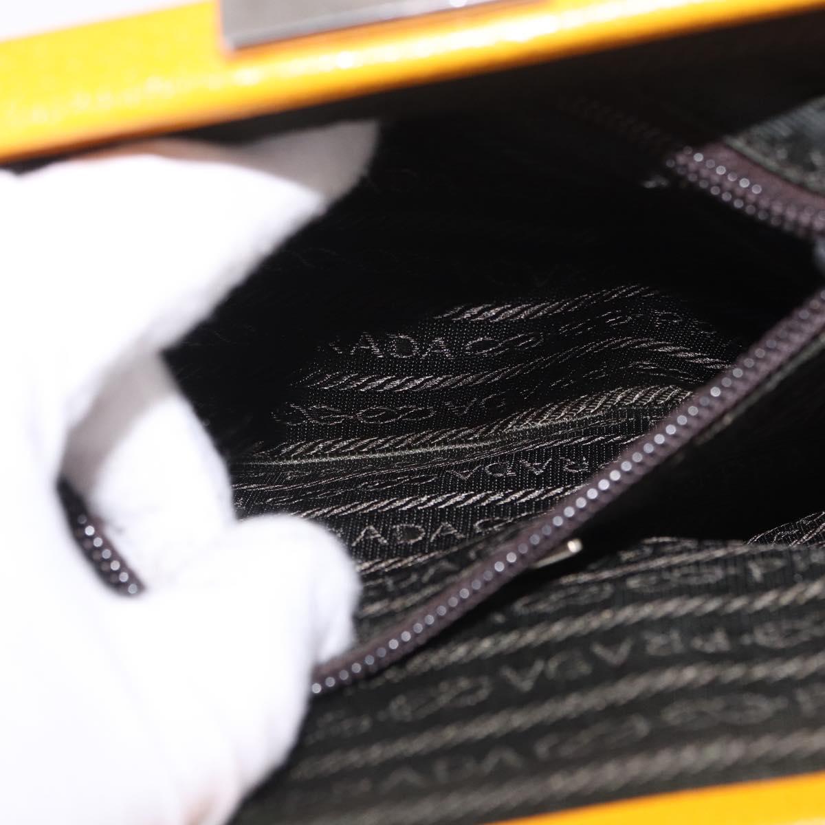 PRADA Hand Bag Leather Brown Yellow Auth 200351A
