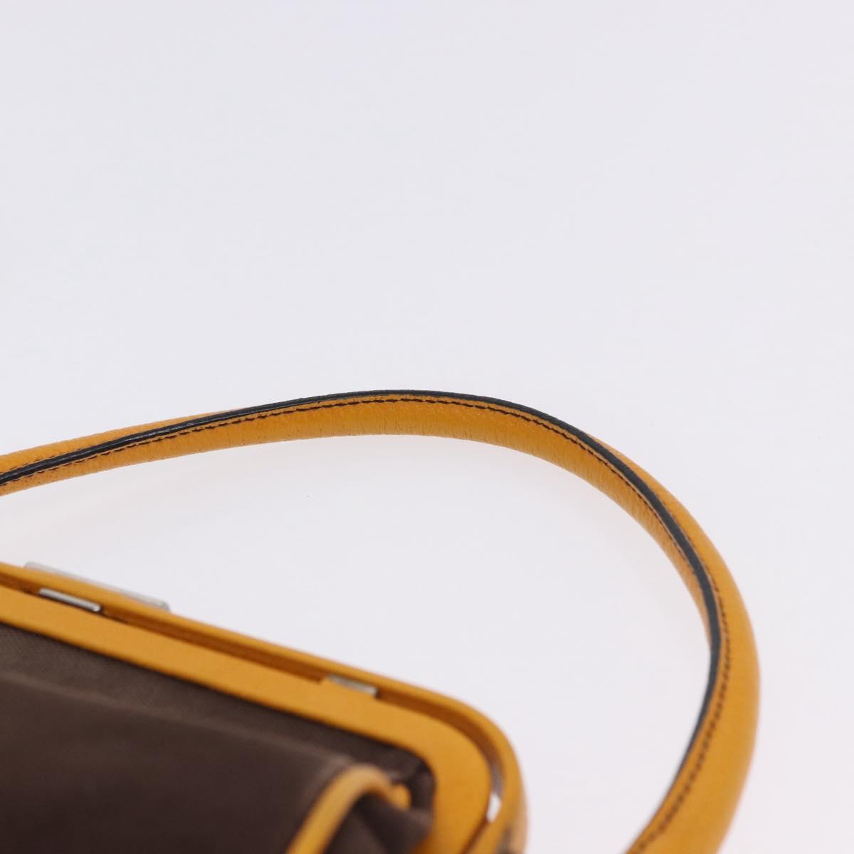 PRADA Hand Bag Leather Brown Yellow Auth 200351A