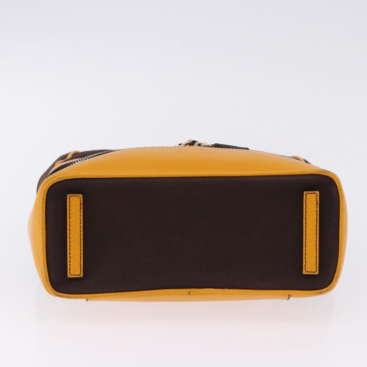 PRADA Hand Bag Leather Brown Yellow Auth 200351A