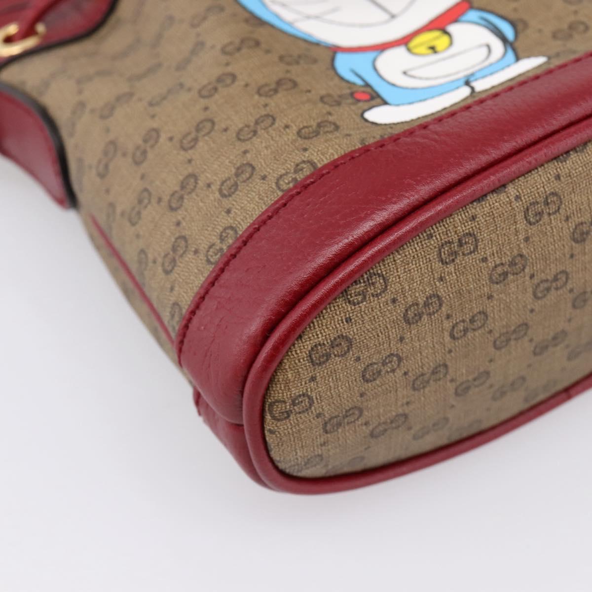 GUCCI Micro GG Doraemon Shoulder Bag 647801 Beige Gold Tone 647801 Auth 200352M