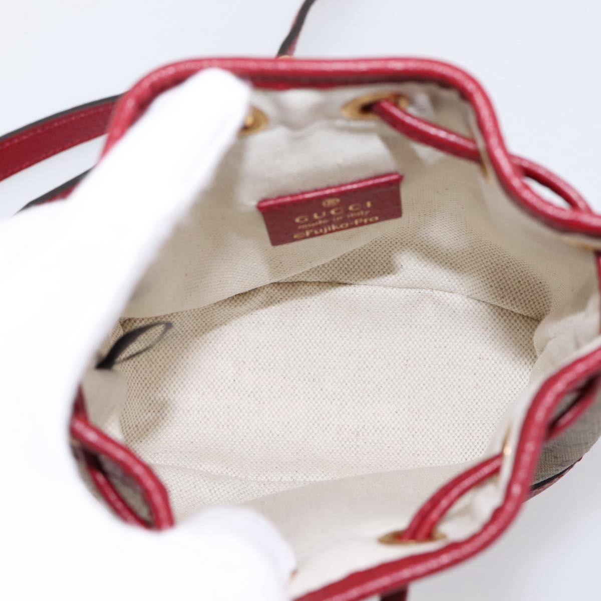 GUCCI Micro GG Doraemon Shoulder Bag 647801 Beige Gold Tone 647801 Auth 200352M