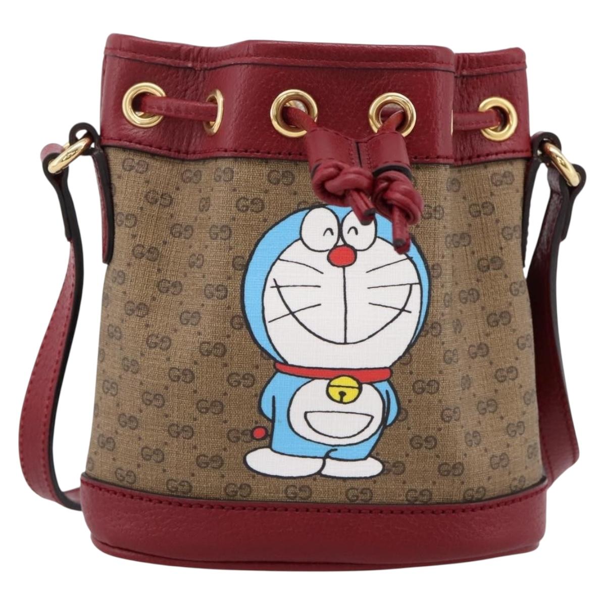 GUCCI Micro GG Doraemon Shoulder Bag 647801 Beige Gold Tone 647801 Auth 200352M