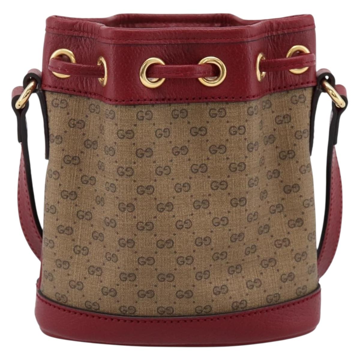 GUCCI Micro GG Doraemon Shoulder Bag 647801 Beige Gold Tone 647801 Auth 200352M