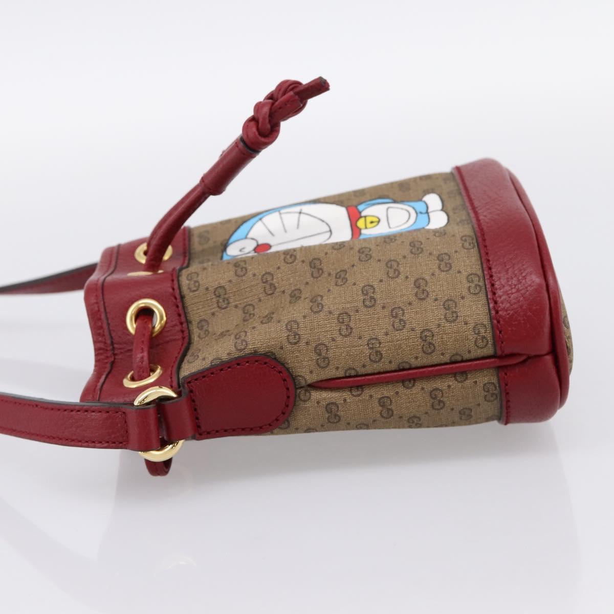 GUCCI Micro GG Doraemon Shoulder Bag 647801 Beige Gold Tone 647801 Auth 200352M