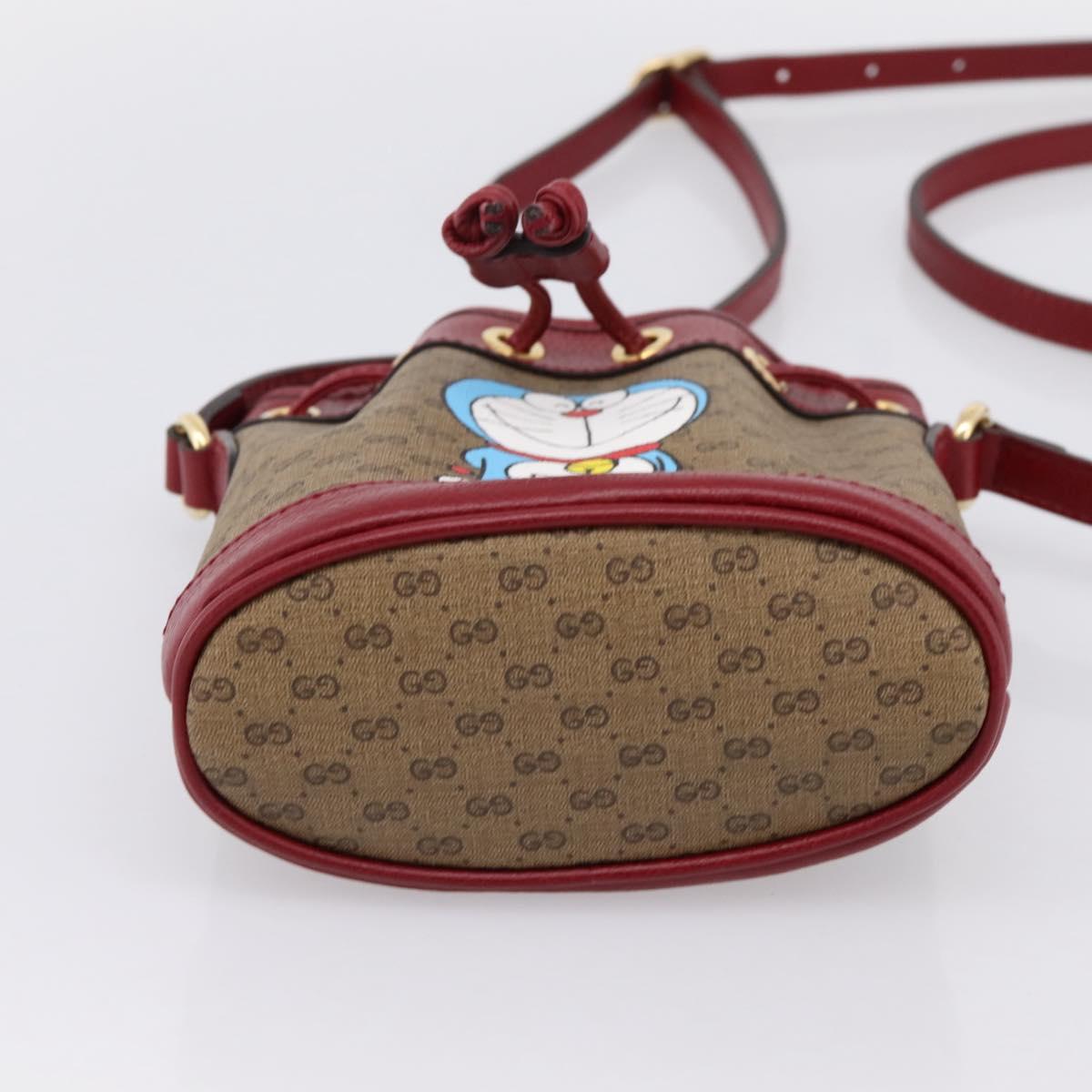 GUCCI Micro GG Doraemon Shoulder Bag 647801 Beige Gold Tone 647801 Auth 200352M
