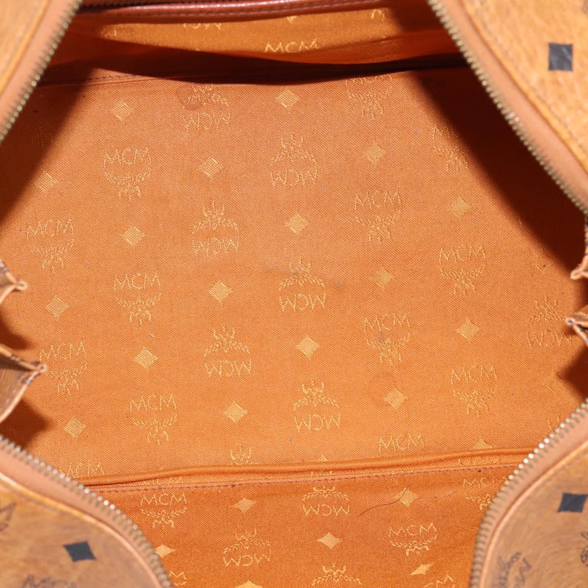 MCM Vicetos Hand Bag PVC Leather Brown Gold Tone Auth 200353