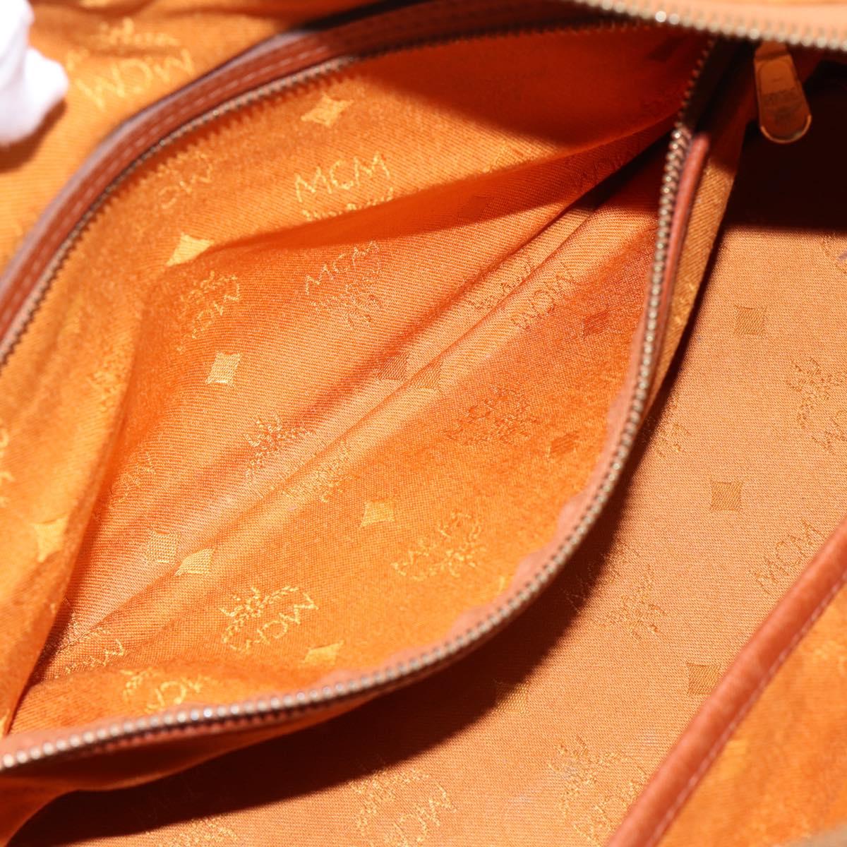 MCM Vicetos Hand Bag PVC Leather Brown Gold Tone Auth 200353