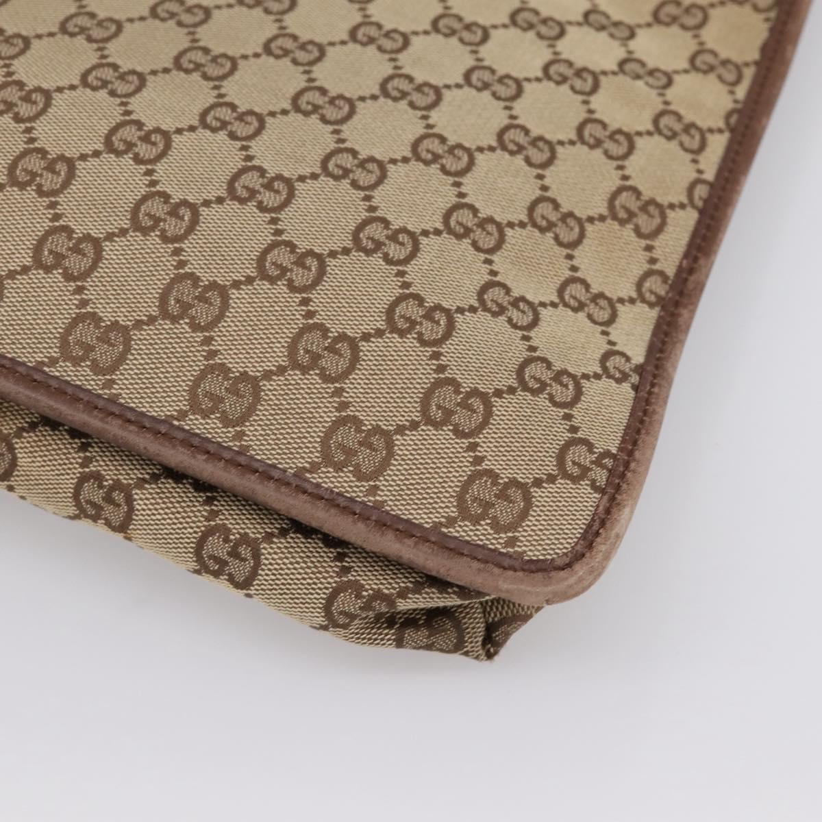 GUCCI GG Canvas Shoulder Bag Beige Silver 92560 Auth 200354